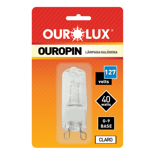 Lâmpada Halógena Ouropin G9 40W 127V Clara
