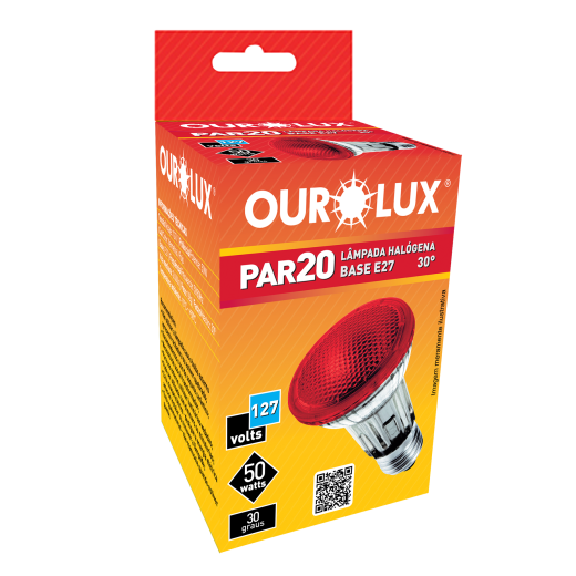 Lâmpada Halógena PAR20 50W 127V 30º Vermelho