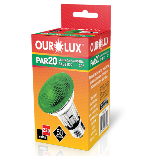 Lâmpada Halógena PAR20 50W 220V 30º Verde