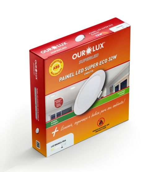 Painel LED Super Eco 32W 6500K BIV Embutir Redondo