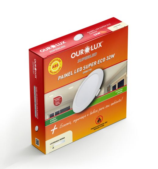 Painel LED Super Eco 32W 2700K BIV Embutir Redondo
