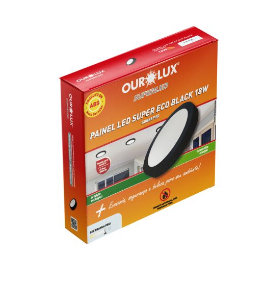 Painel LED SUPER ECO PRETO 18W 6500K PRETO