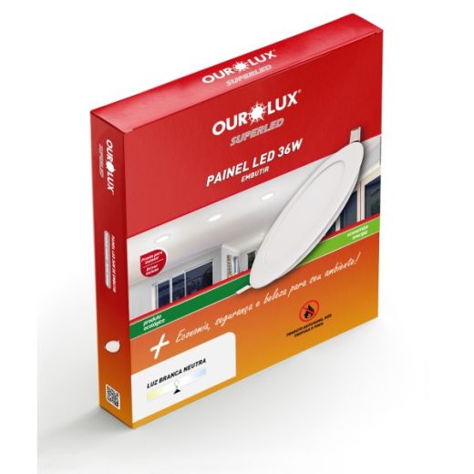 PAINEL SUPERLED 36W 4000K BIV Embutir Redondo