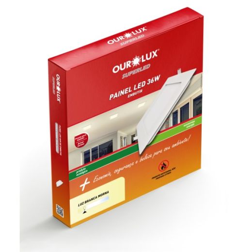 Plafon Superled Embutir 36W Bivolt 2700K Quadrado