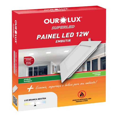 PAINEL SUPERLED 12W 6500K BIV Embutir Quadrado