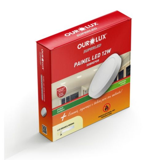 Painel Superled 12W 2700K BIV Sobrepor Redondo