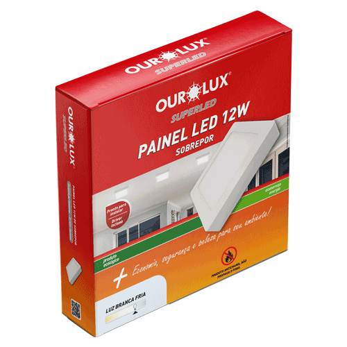 Painel SUPERLED 12W 2700K BIV Sobrepor Quadrado