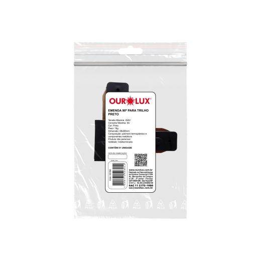 EMENDA TIPO L PARA TRILHO ELETRIFICADO PRETO