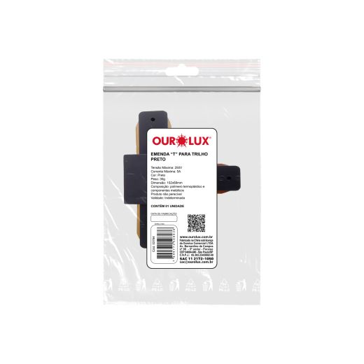 EMENDA TIPO T PARA TRILHO ELETRIFICADO PRETO