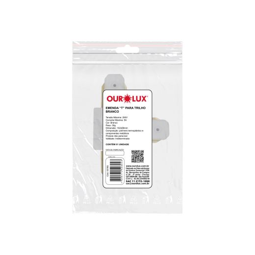 EMENDA TIPO T PARA TRILHO ELETRIFICADO BRANCO