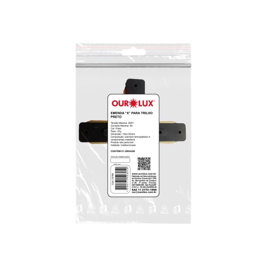 EMENDA TIPO X PARA TRILHO ELETRIFICADO PRETO