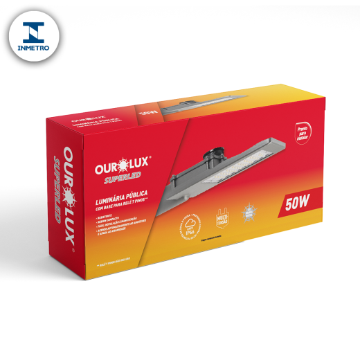 Luminária Pública LED 50W IP66 Bivolt 4000K Base Rele