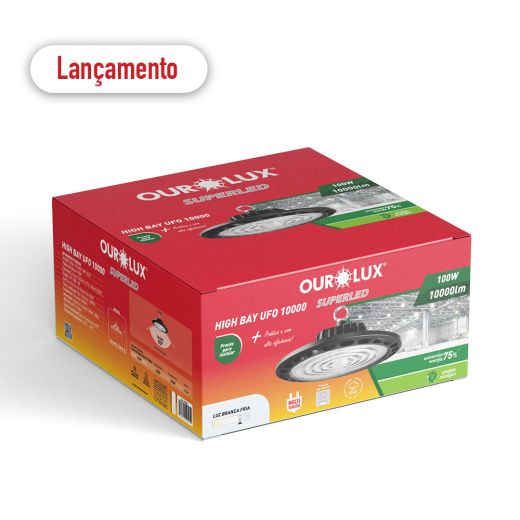 Luminária High Bay UFO 100W 6500K 100lm/W