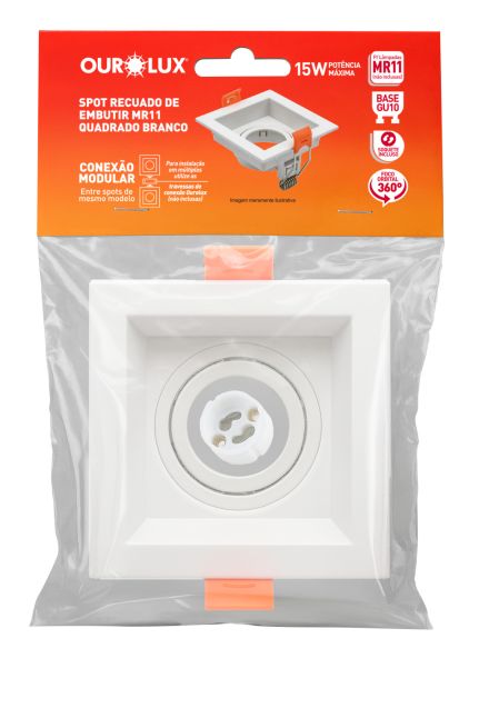 SPOT recuado de embutir MR11 quadrado branco