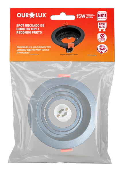 SPOT recuado de embutir MR11 redondo preto