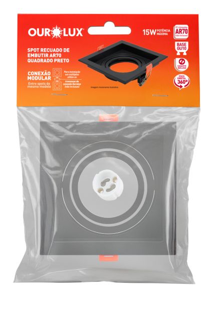 SPOT recuado de embutir AR70 quadrado preto