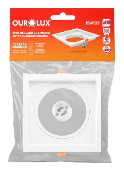 SPOT recuado de embutir AR111 quadrado branco