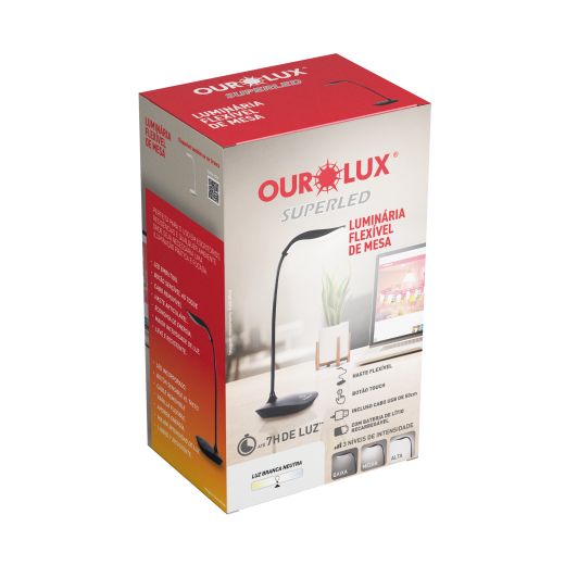 LUMINÁRIA DE MESA TOUCH LED PRETA