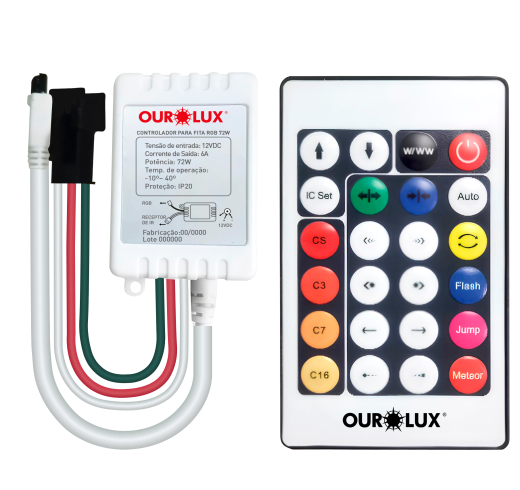 Controlador RGB para Fita LED - 72W - 6A - 12V