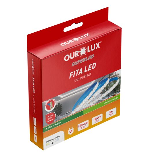 Fita de Led 120 LEDS 10W 12V 4000K 25mm