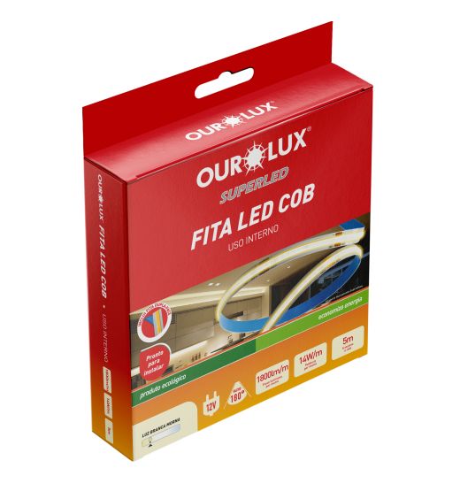 Fita de Led COB - 480 LEDS - 14W - 12V - 3000K - 17mm