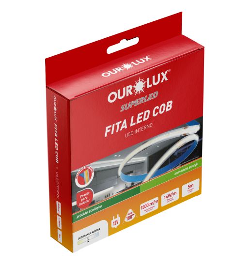 Fita de Led COB - 480 LEDS - 14W - 12V - 4000K - 17mm