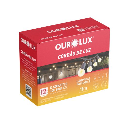 CORDÃO LED E27 para 10 lâmpadas preto
