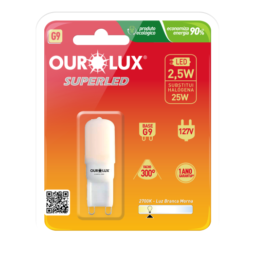 Superled G9 2,5W 127V 2700K FOSCA 300°