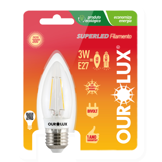 Superled Vela Filamento Clara E27 3W BIV 6500K