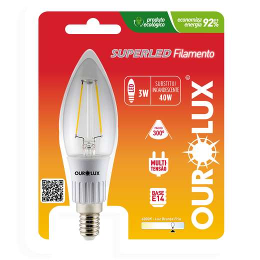 Superled Vela Filamento Fosca E14 3W BIV 6000K