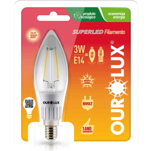Superled Vela Filamento Fosca E14 3W BIV 2700K