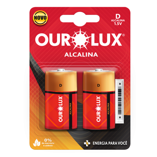 Pilha Alcalina Antifurto D Blister c/ 2 unidades
