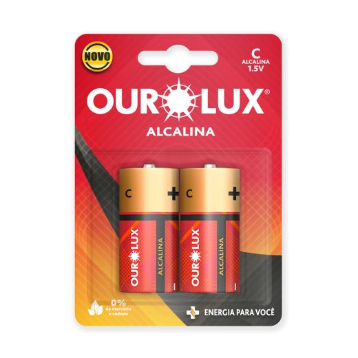 Pilhas Alcalinas D com 2 unidades no blister