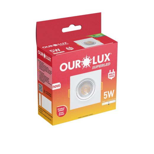 SPOT LED Quadrado 5W 4000K Branco Embutir