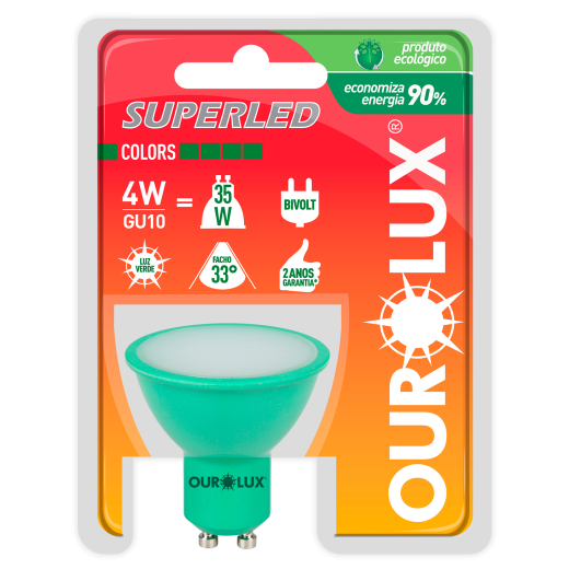 Superled GU10 4W Bivolt 33º Verde