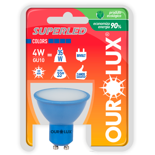 Superled GU10 4W Bivolt 33º Azul