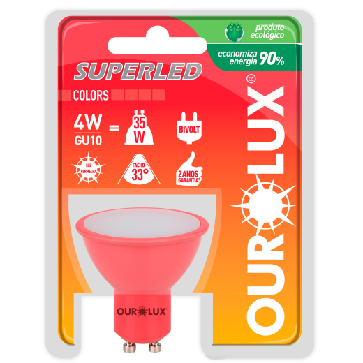 Superled GU10 4W Bivolt 33º Vermelho