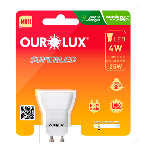 Superled Mini Dicróica MR-11 GU10 4W BIV 2700K 38°