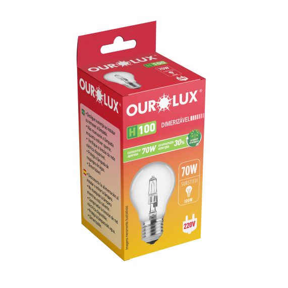 Lâmpada Eco Halógena Clara H100 70W 220V - Ourolux