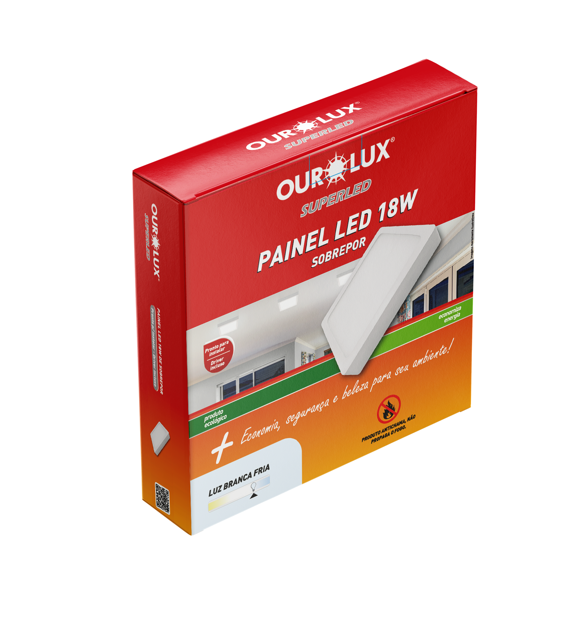 03215 PLAFON SOBREP LED QUAD 18W 6400K OUROLUX